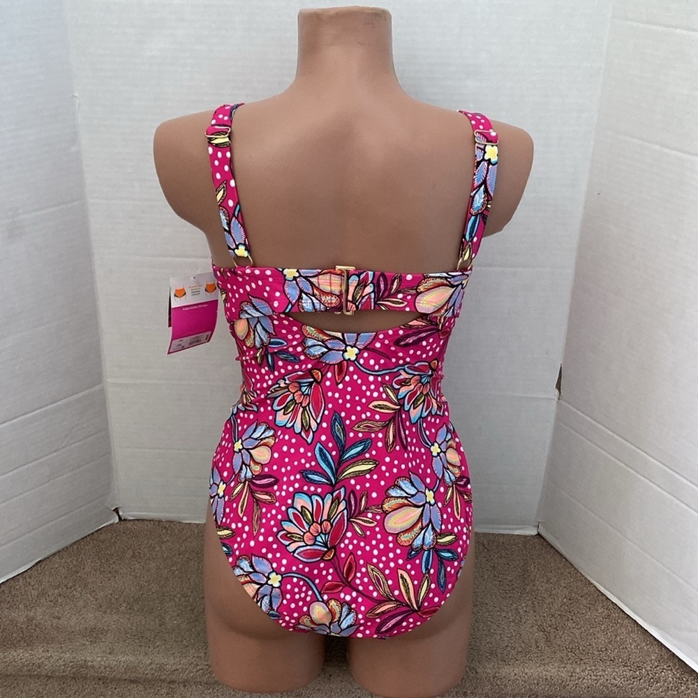 Tabitha Brown Women's Floral Print Front Cutout One Piece Swimsuit Size 14W - Picture 7 of 14